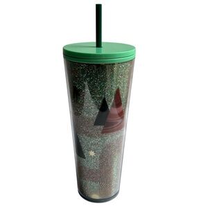 NWT Starbucks 2020 Glitter Christmas Tree 24 oz Tumbler